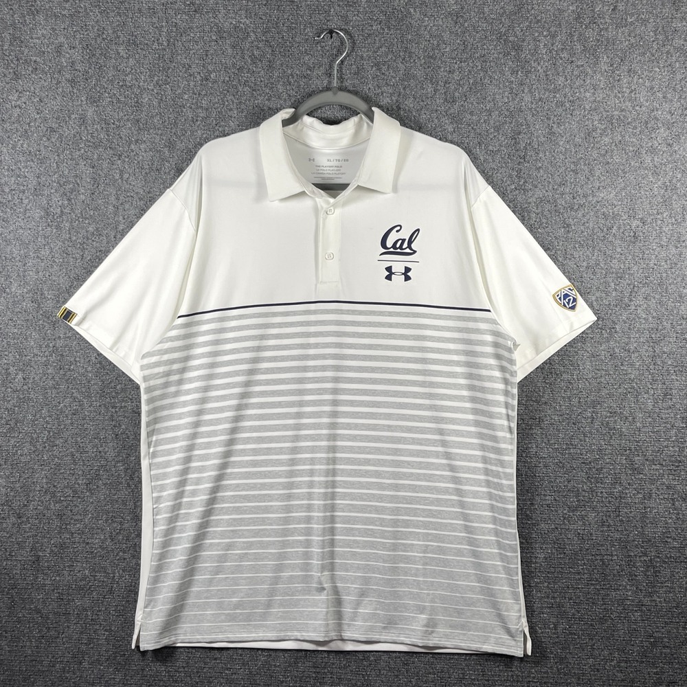California Golden Bears Under Armour The Playoff Polo Shirt White Mens XL #2257